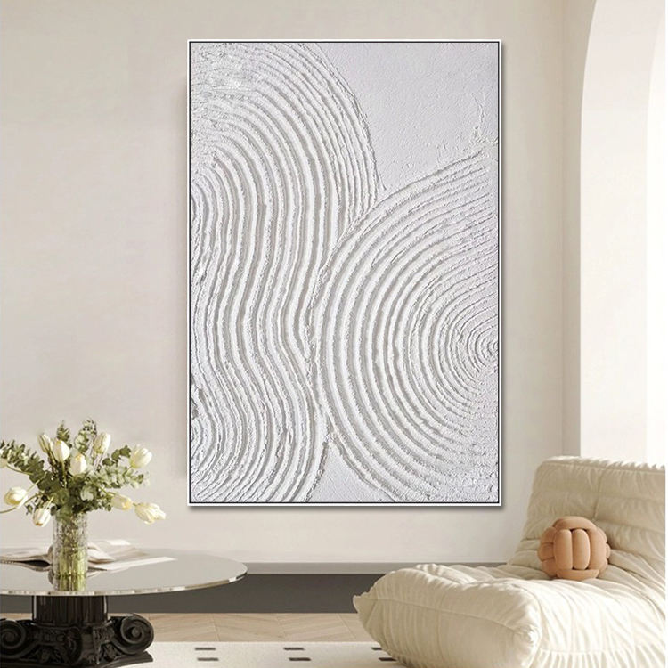 WHITE MINIMALIST NORDIC LARGE ABSTRACT ART #A4589