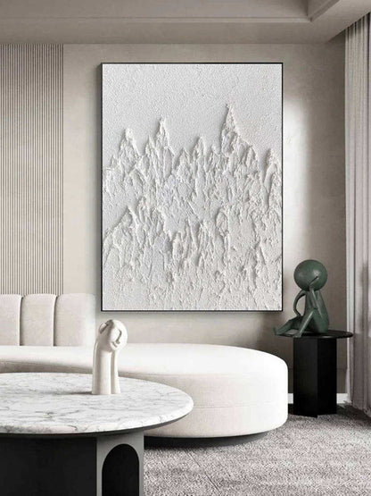 ABSTRACT PAINTINGS NEUTRAL WHITE CLAY TEXTURED ART #A4365