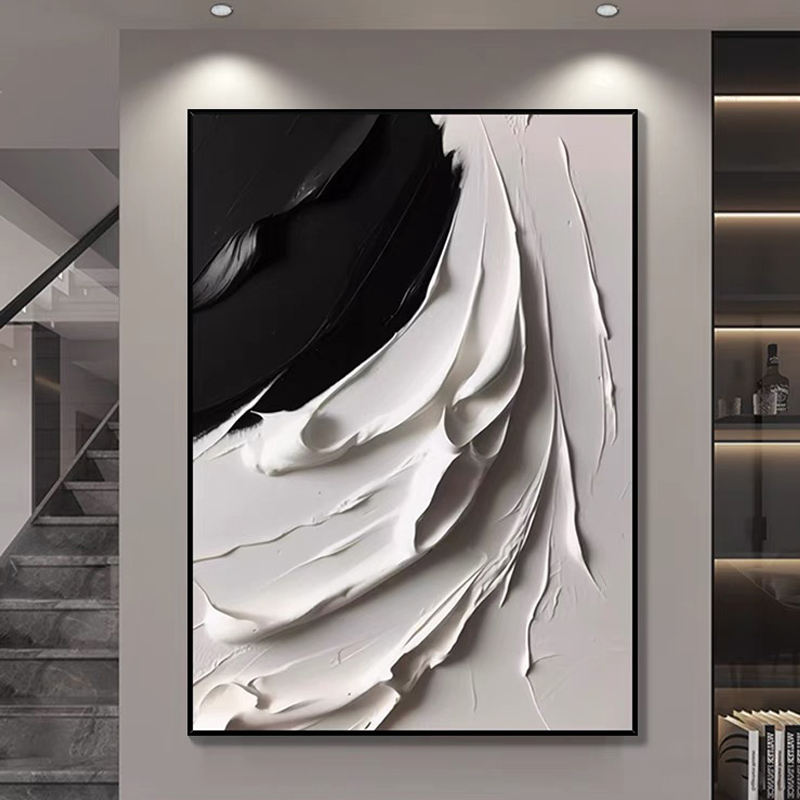 BLACK AND WHITE MODERN ABSTRACT ART #A6854