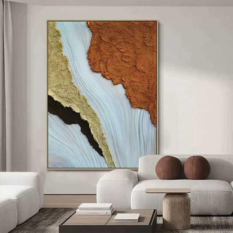 EARTH TONED BEACH WAVES MODERN SEASCAPE ABSTRACT ART #A2500