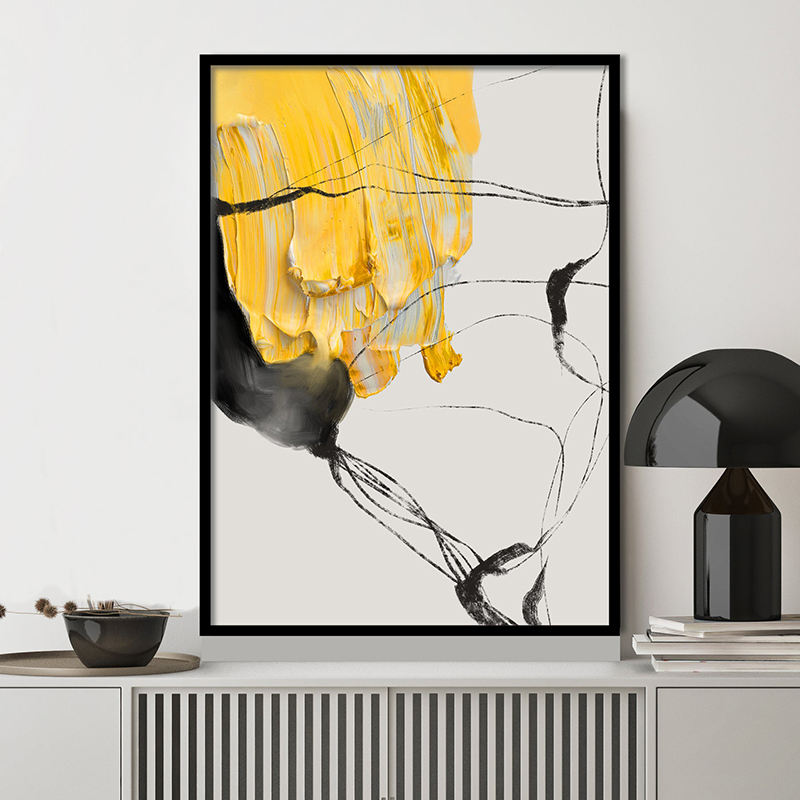 YELLOW GREY ARTWORK MINIMALIST MODERN ABSTRACT ART #A2356