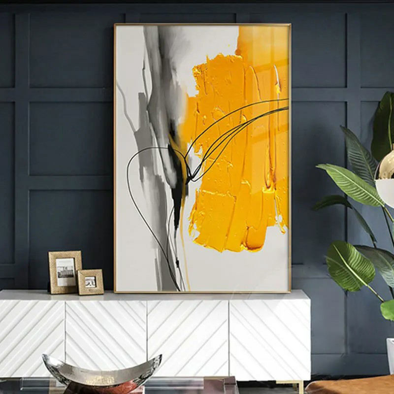 YELLOW GREY ARTWORK MINIMALIST MODERN ABSTRACT ART #A2564