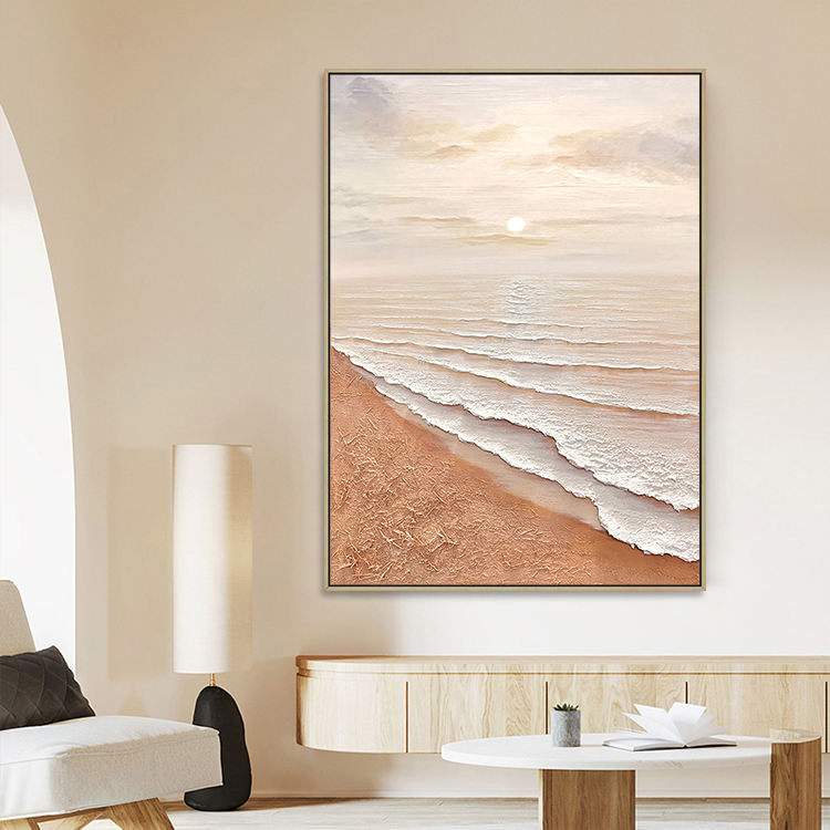 CREAM AESTHETIC BEACH OCEAN WAVES WABI SABI SEASCAPE #A3997