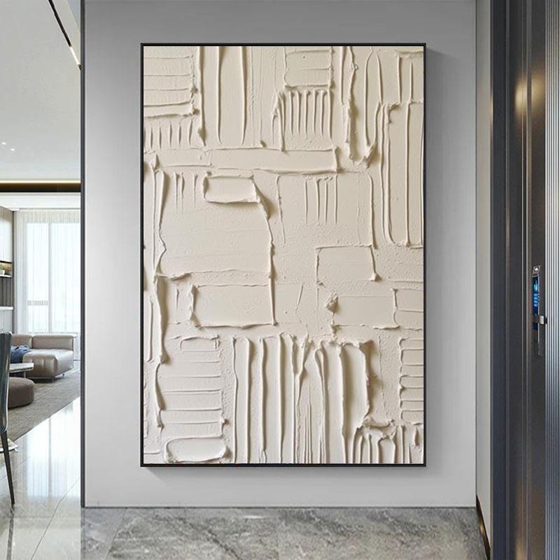 HANDMADE BEIGE TEXTURED 3D ABSTRACT CANVAS #A8112