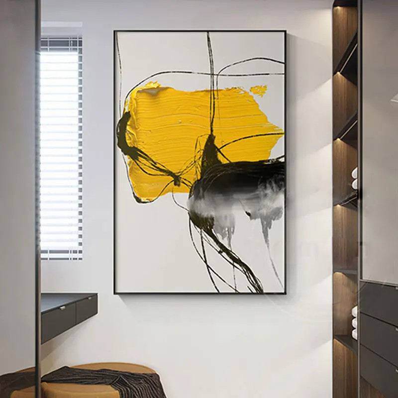 YELLOW GREY ARTWORK MINIMALIST MODERN ABSTRACT ART #A2336