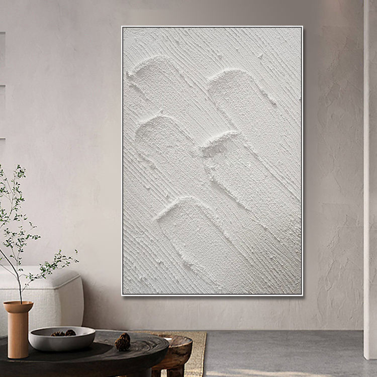 WHITE MINIMALIST NORDIC LARGE ABSTRACT ART #A9849