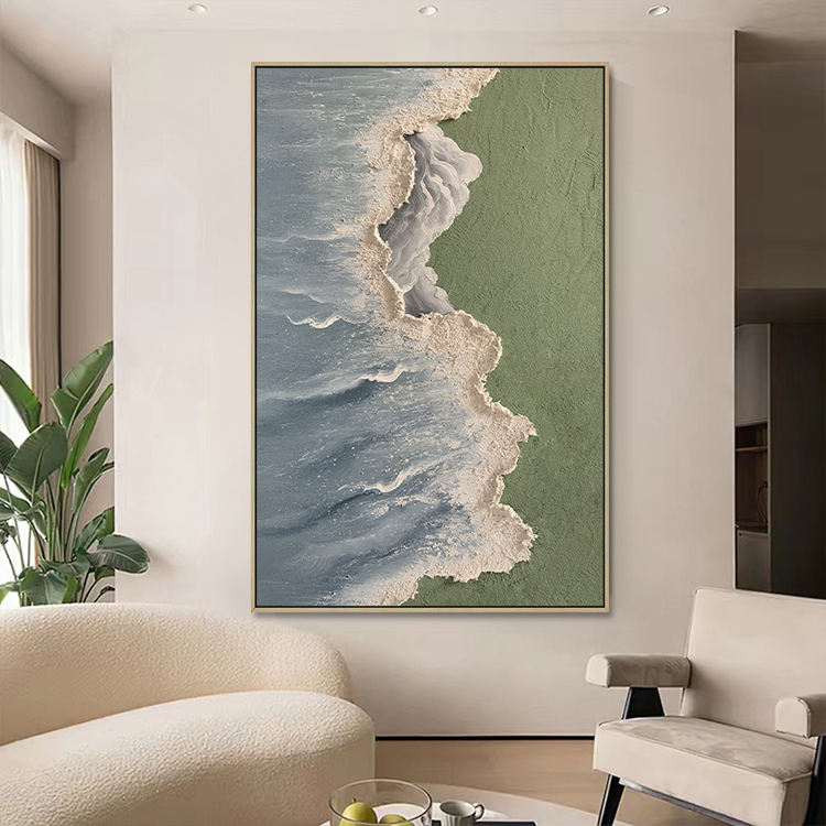 ABSTRACT CANVAS BEACH ARTWORK OCEAN WAVES #A4999