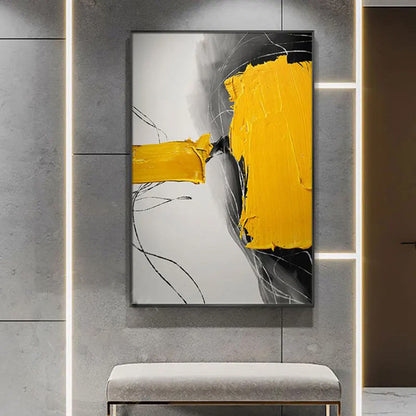 YELLOW GREY ARTWORK MINIMALIST MODERN ABSTRACT ART #A2992