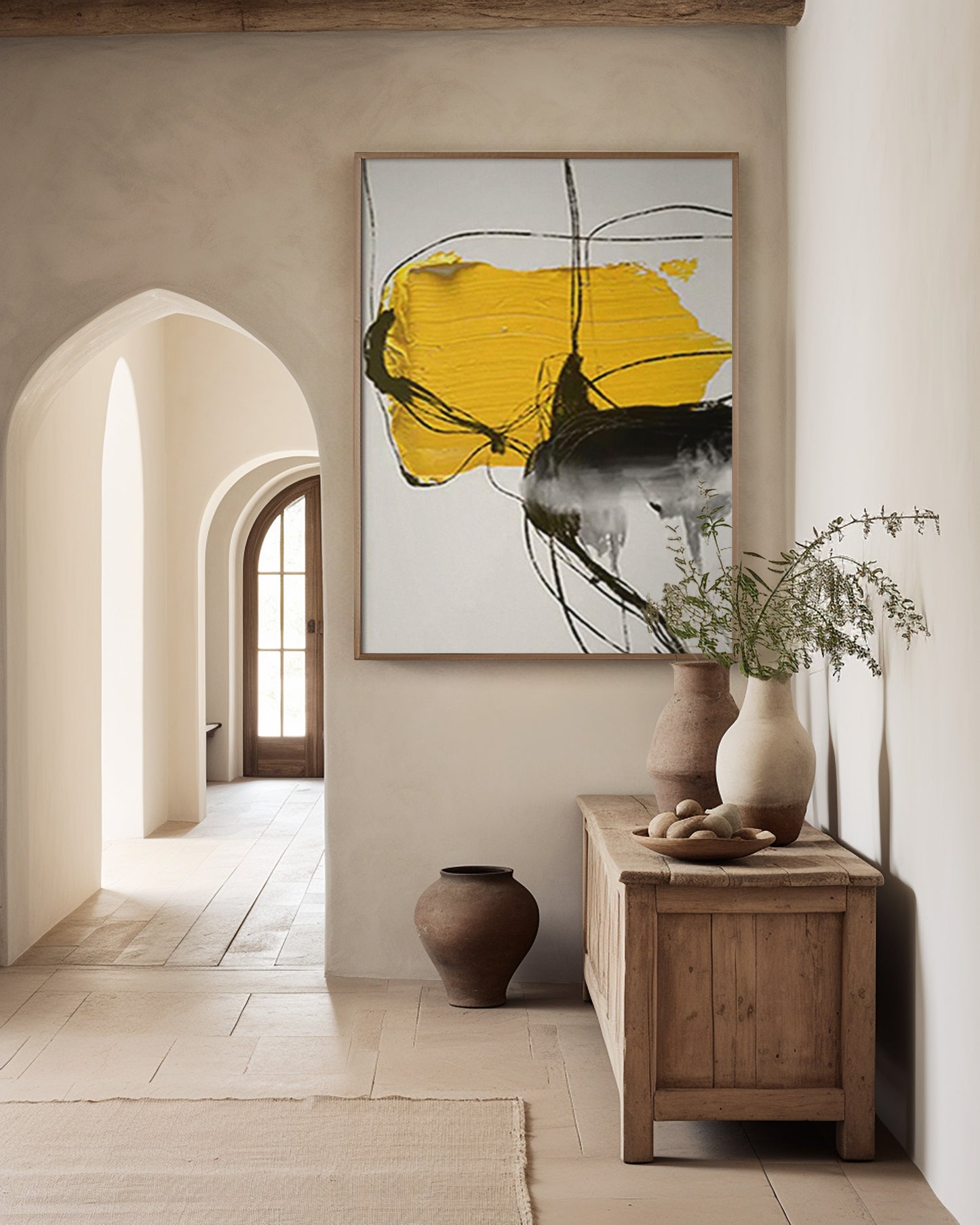 YELLOW GREY ARTWORK MINIMALIST MODERN ABSTRACT ART #A2336