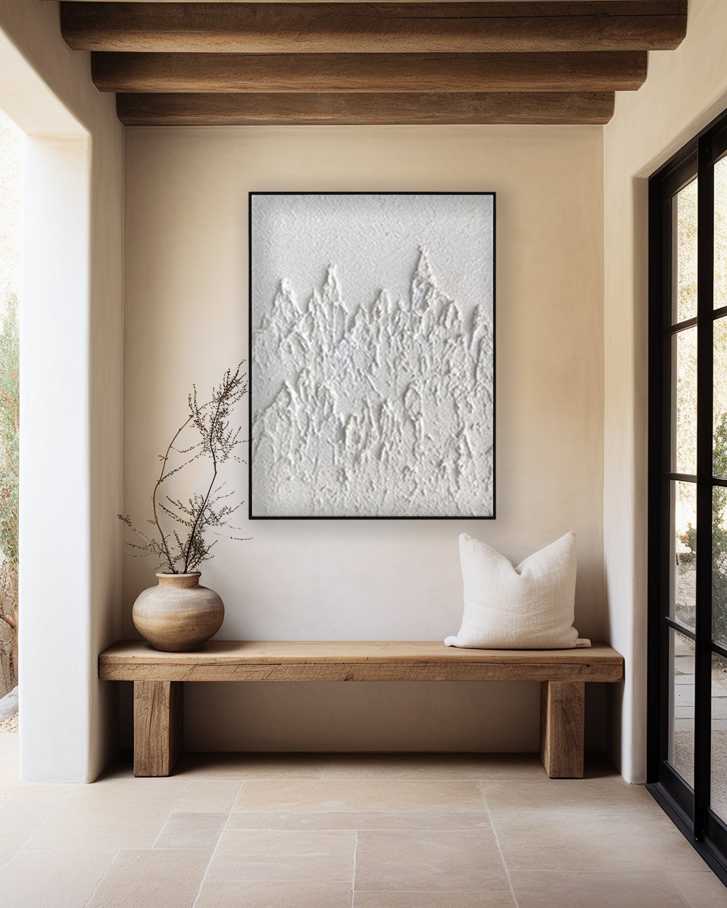 ABSTRACT PAINTINGS NEUTRAL WHITE CLAY TEXTURED ART #A4365