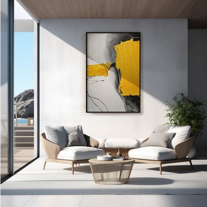 YELLOW GREY ARTWORK MINIMALIST MODERN ABSTRACT ART #A2992