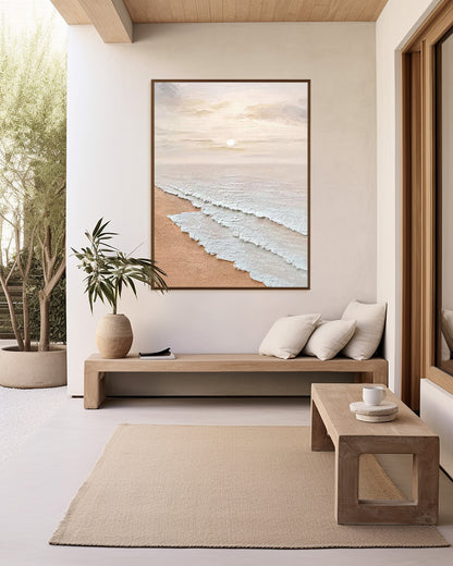 CREAM AESTHETIC BEACH OCEAN WAVES WABI SABI SEASCAPE #A3131