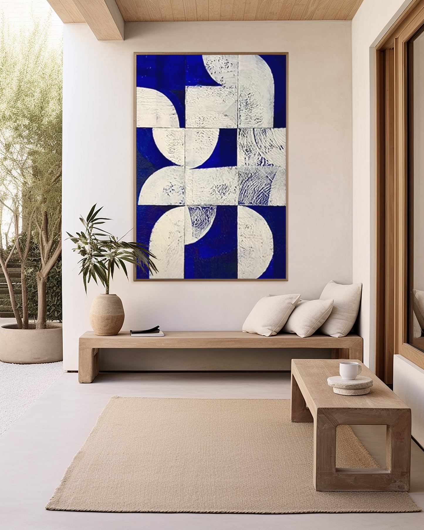 ABSTRACT GEOMETRIC OIL PAINTING COLORS MINIMALIST MODERN WALL ART #A7964