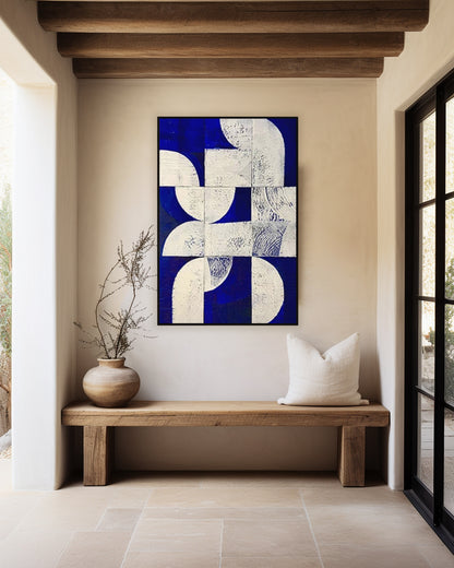 ABSTRACT GEOMETRIC OIL PAINTING COLORS MINIMALIST MODERN WALL ART #A7964