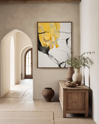 YELLOW GREY ARTWORK MINIMALIST MODERN ABSTRACT ART #A2356