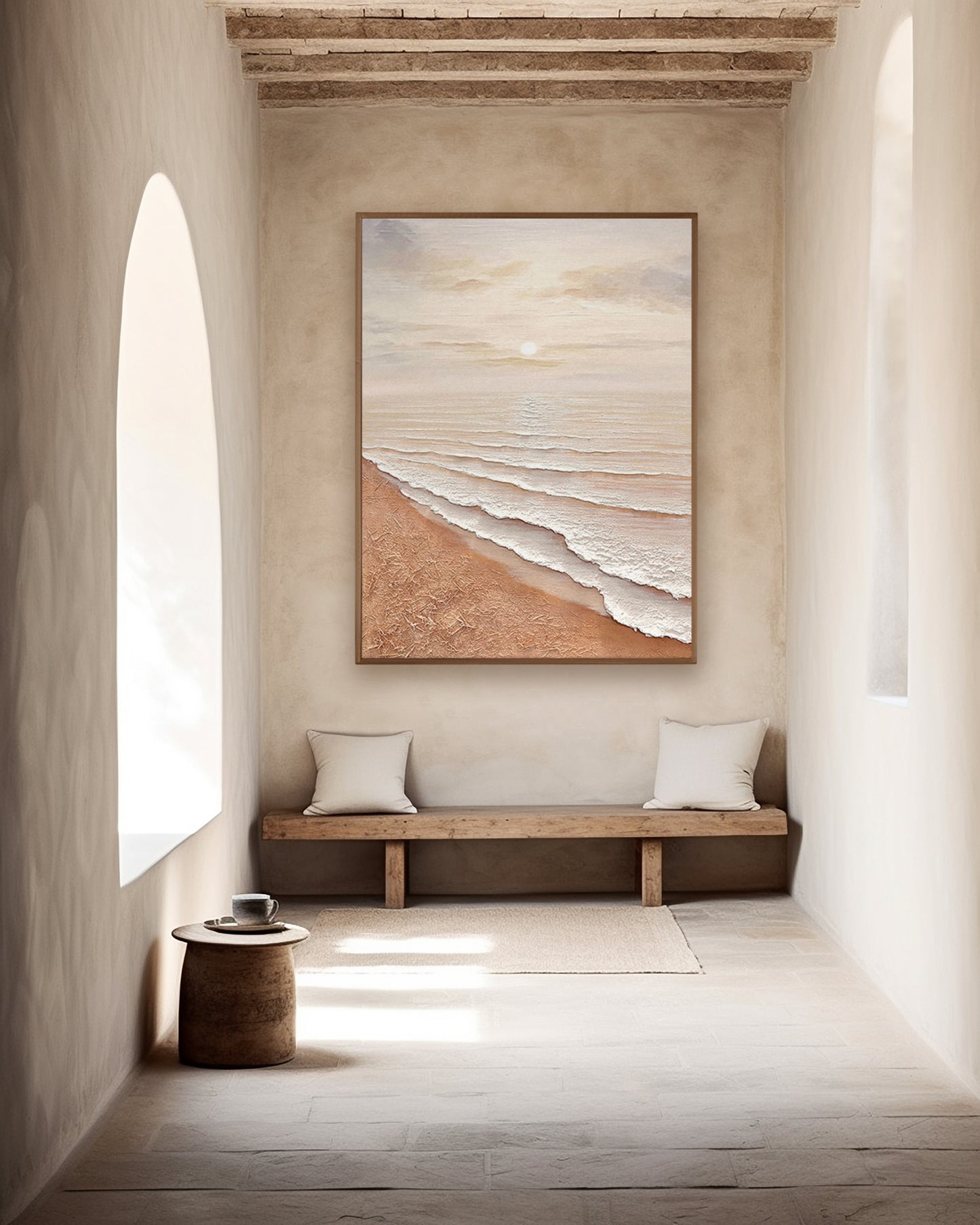 CREAM AESTHETIC BEACH OCEAN WAVES WABI SABI SEASCAPE #A3997