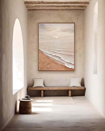 CREAM AESTHETIC BEACH OCEAN WAVES WABI SABI SEASCAPE #A3997